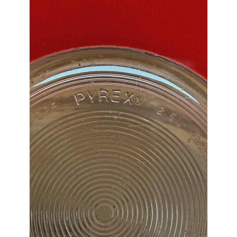 Vintage Pyrex Red Glass Clear Bottom Nesting Mixing Bowl #325 2.5L